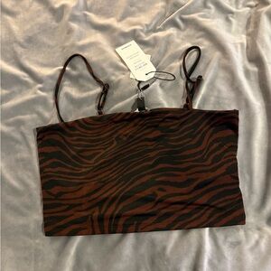 Express Crop Top with Zebra Print Detail